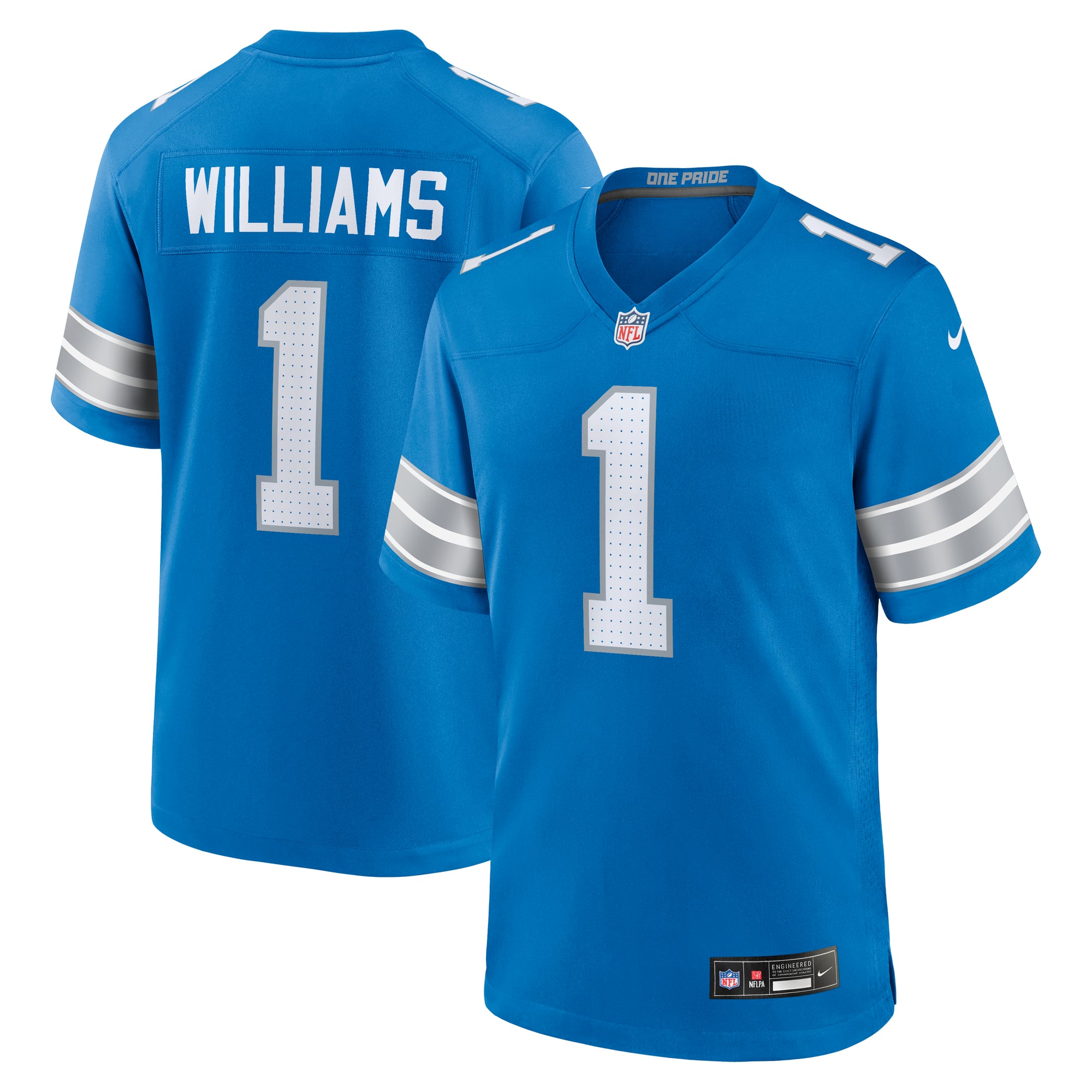 Detroit Lions Nike Home Game Jersey - Blue - Jameson Williams - Mens