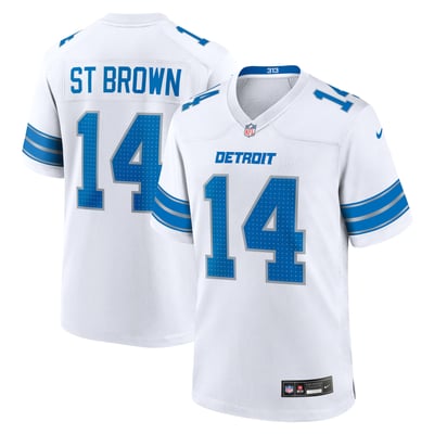 Camiseta Nike Game de la 2ª equipación del Detroit Lions - Blanco - Amon-Ra St. Brown - Hombre