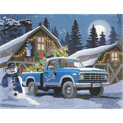 Detroit Lions Winter Truck Diamond Art Holiday Craft Kit