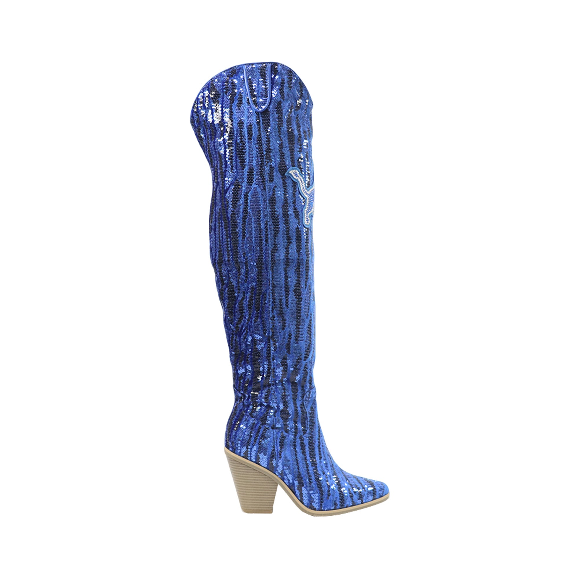 FABGATING by Cuce  Detroit Lions Over-the-Knee Two-Tone Sequin Boots