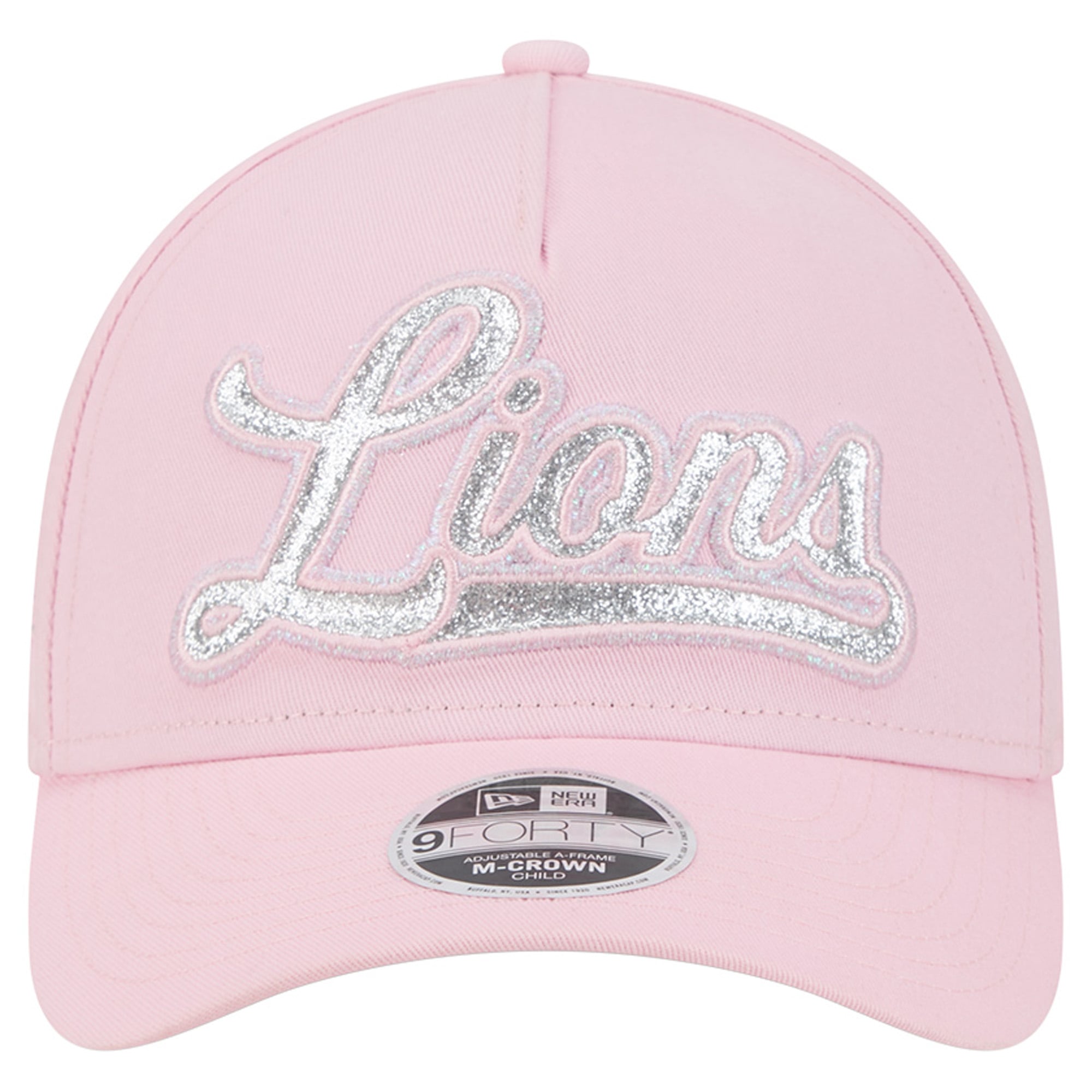 Casquette ajustable New Era rose Detroit Lions Throwback Glitz A-Frame 9FORTY pour filles