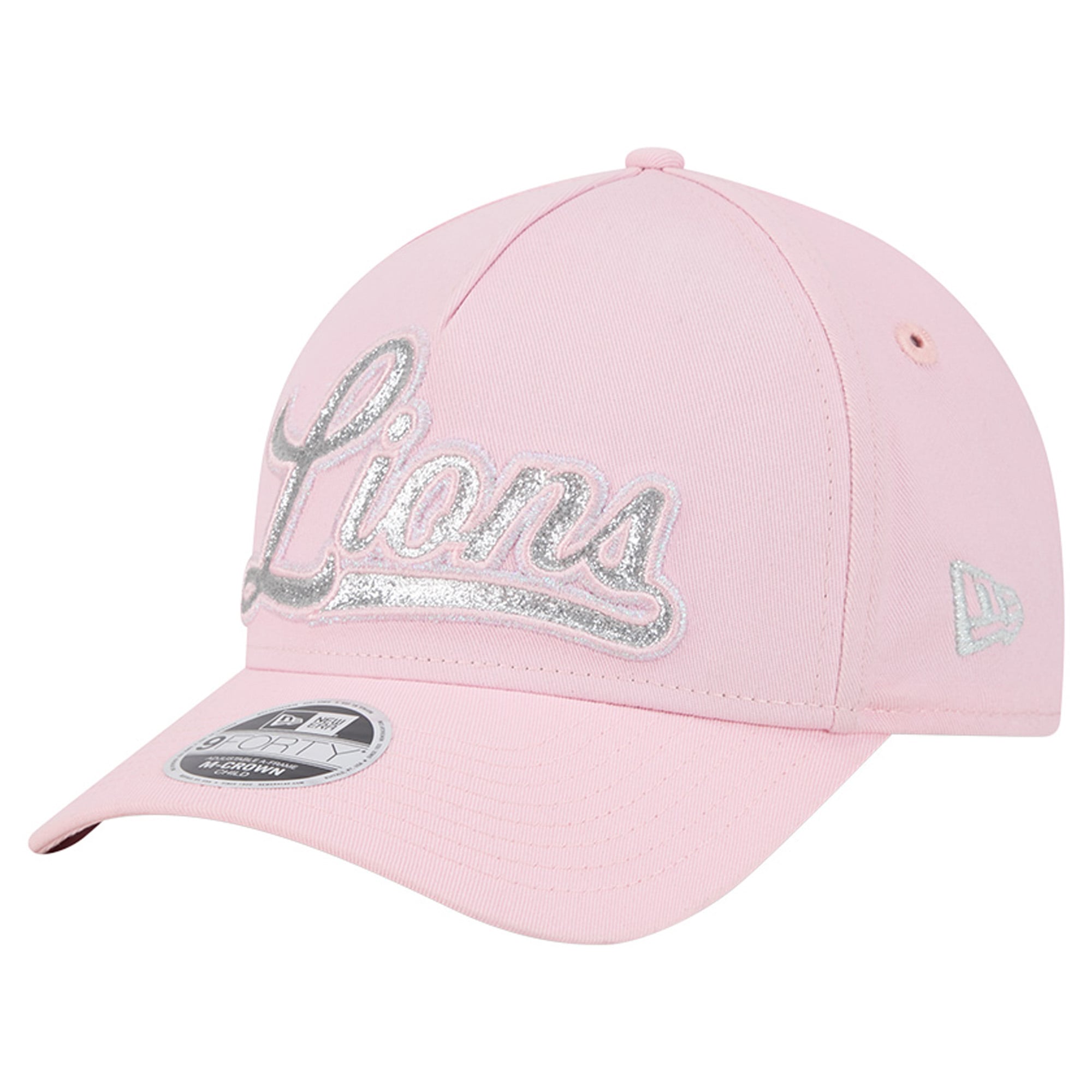 Casquette ajustable New Era rose Detroit Lions Throwback Glitz A-Frame 9FORTY pour filles