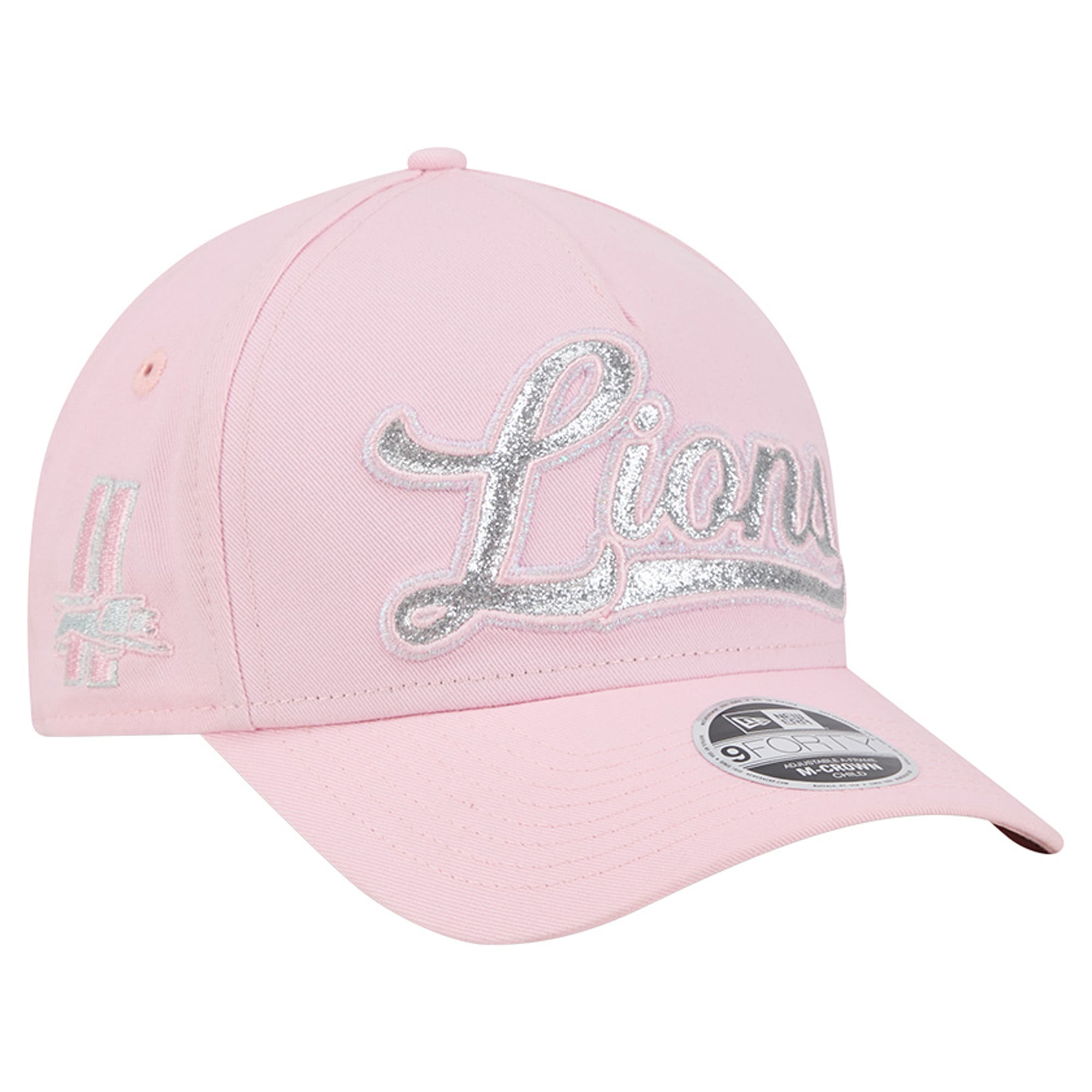 Casquette ajustable New Era rose Detroit Lions Throwback Glitz A-Frame 9FORTY pour filles