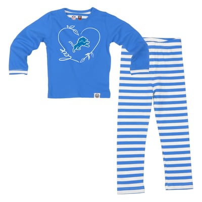  Detroit Lions Wes & Willy Girls Toddler Heart and Stripe Set - Blue