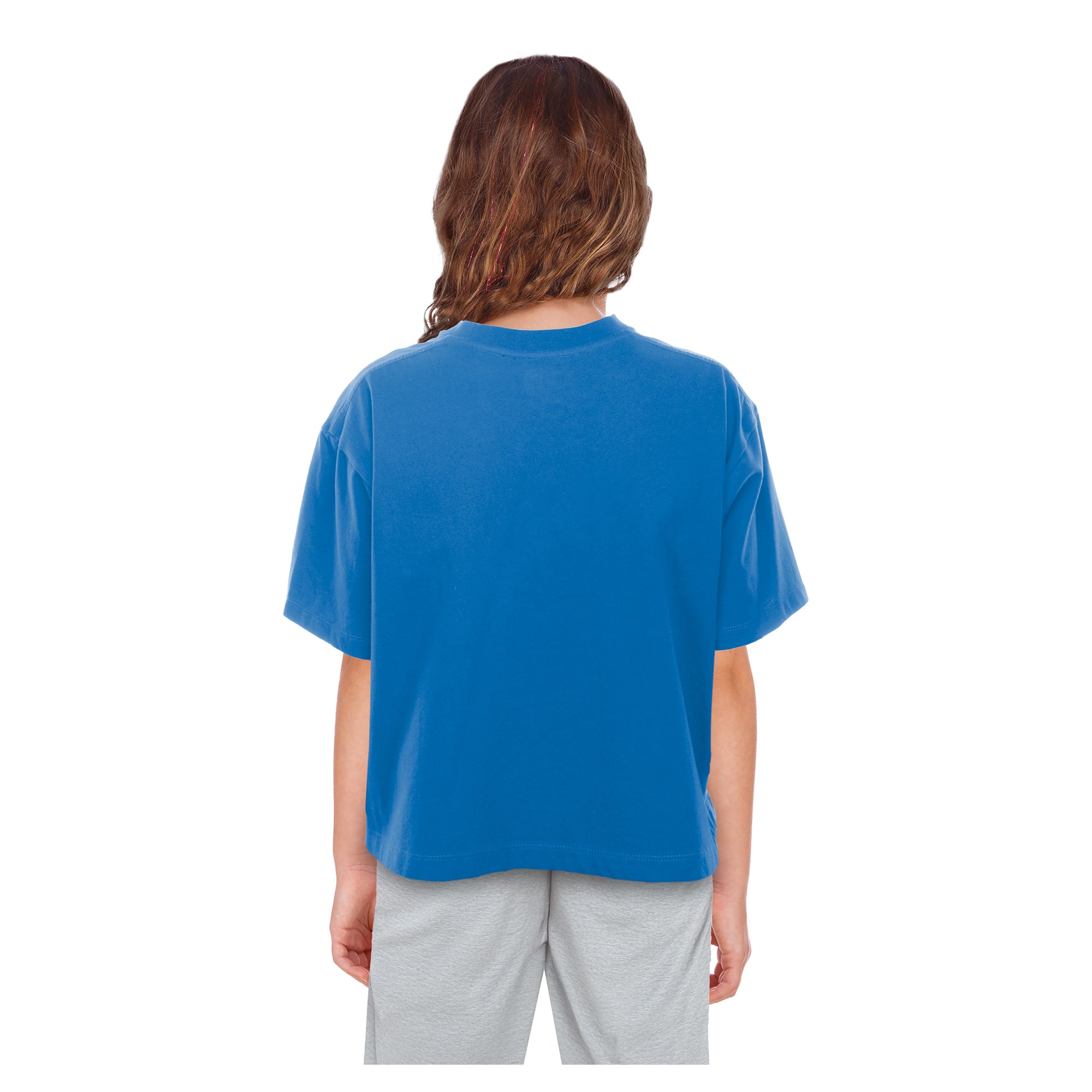 Girls Youth New Era Blue Detroit Lions Flip Sequin Boxy T-Shirt