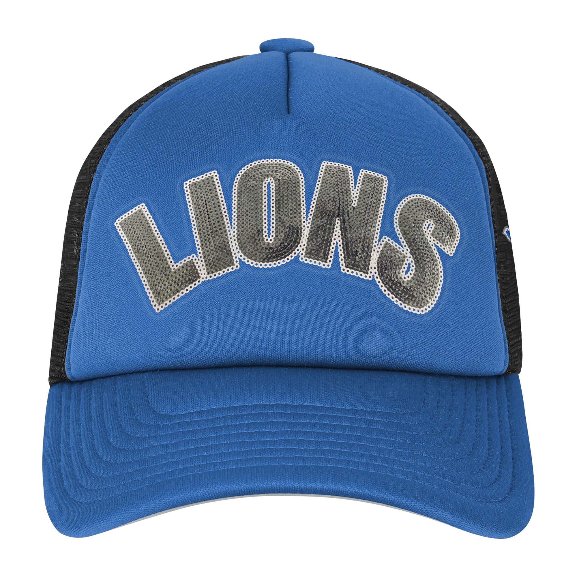 Girls Youth Outerstuff Blue Detroit Lions Bling Adjustable Trucker Hat