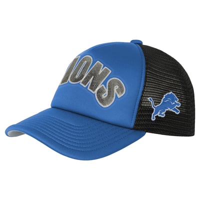 Detroit Lions Outerstuff Girls Youth Bling Adjustable Trucker Hat - Blue
