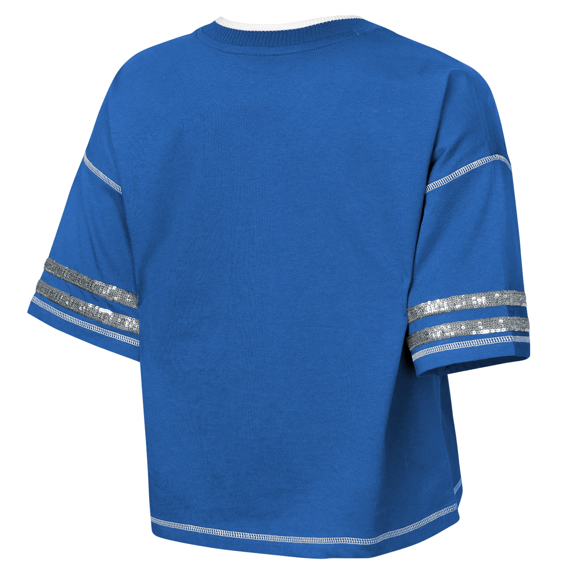 Girls Youth Outerstuff Blue Detroit Lions Toe Tap Sequin T-Shirt