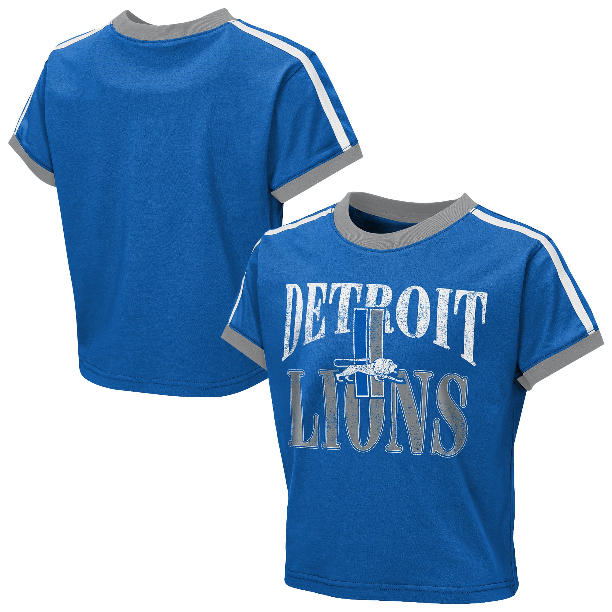 T-shirt court à col rond bleu Detroit Lions pour bébé, par Erin Andrews, jeunes filles.