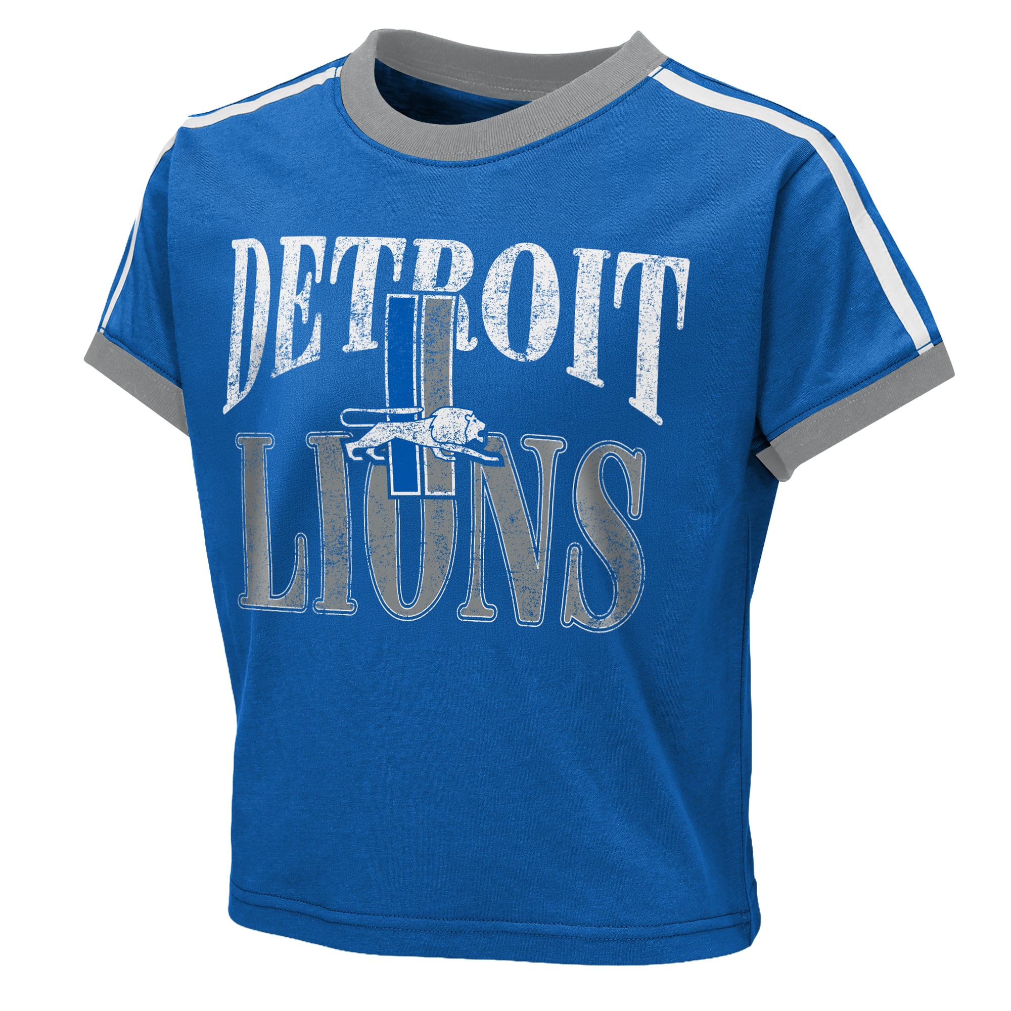 T-shirt court à col rond bleu Detroit Lions pour bébé, par Erin Andrews, jeunes filles.
