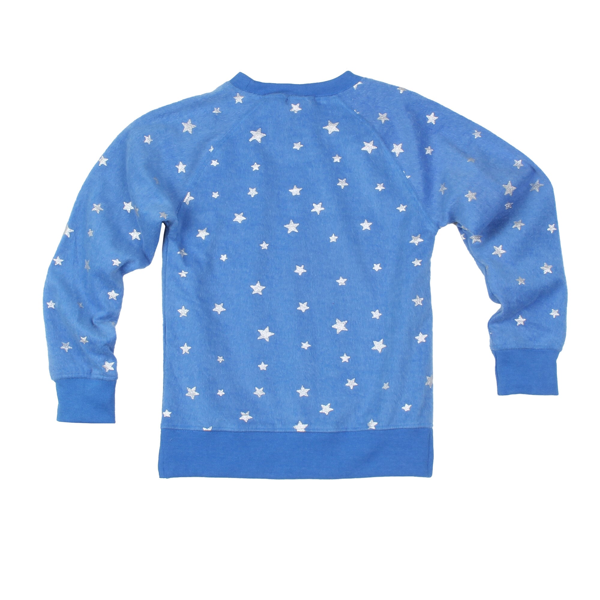 Girls Youth Wes & Willy Blue Detroit Lions Shimmer Star Reverse Sweatshirt