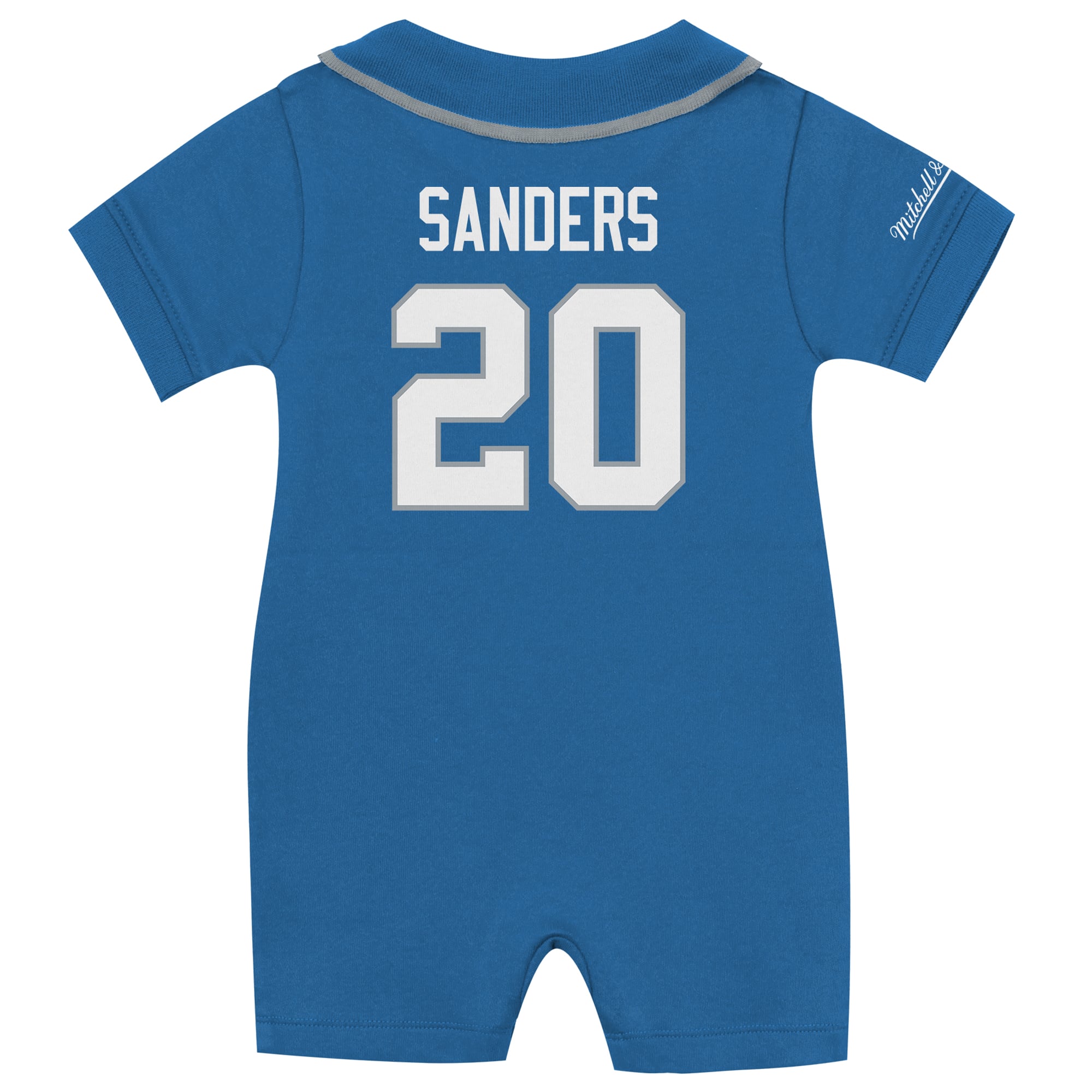 Grenouillère de rugby rétro Barry Sanders bleu Detroit Lions pour bébé Mitchell & Ness