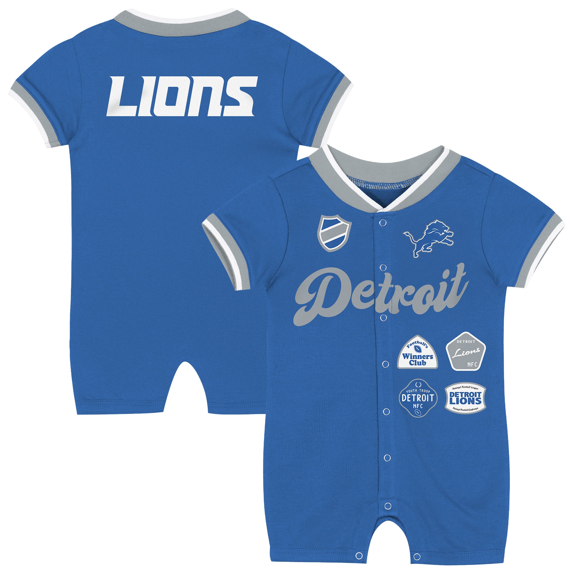 Grenouillère à pincement bleue pour bébé Outerstuff Detroit Lions