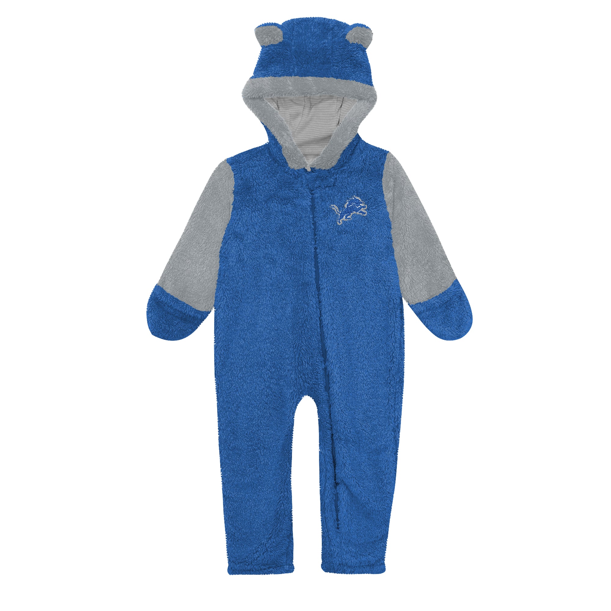 Infant Outerstuff Blue Detroit Lions Stay Napping Fleece Full-Zip Hooded Sleeper
