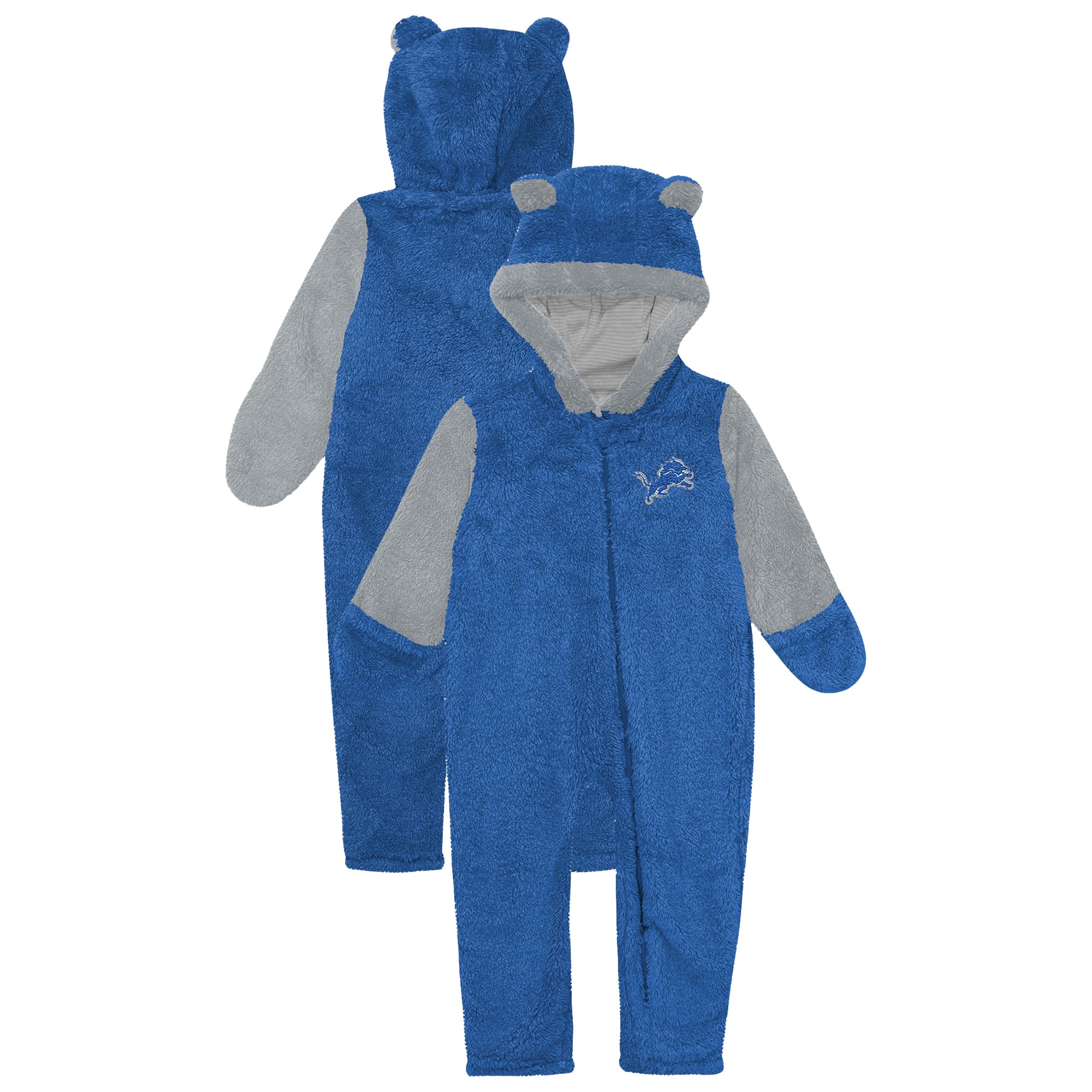 Infant Outerstuff Blue Detroit Lions Stay Napping Fleece Full-Zip Hooded Sleeper