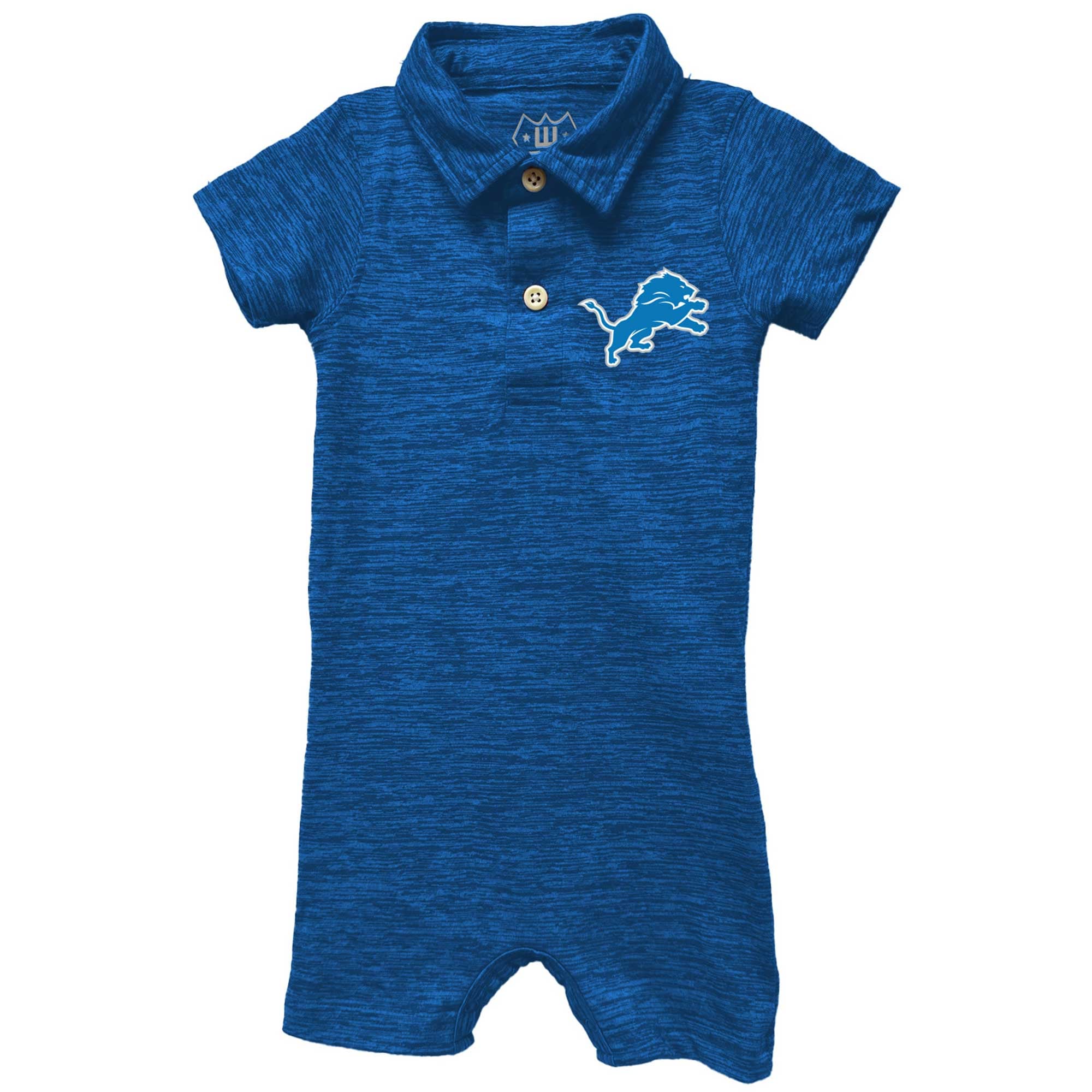 Combinaison polo courte pour bébé Wes & Willy Blue Detroit Lions, en fil nuageux