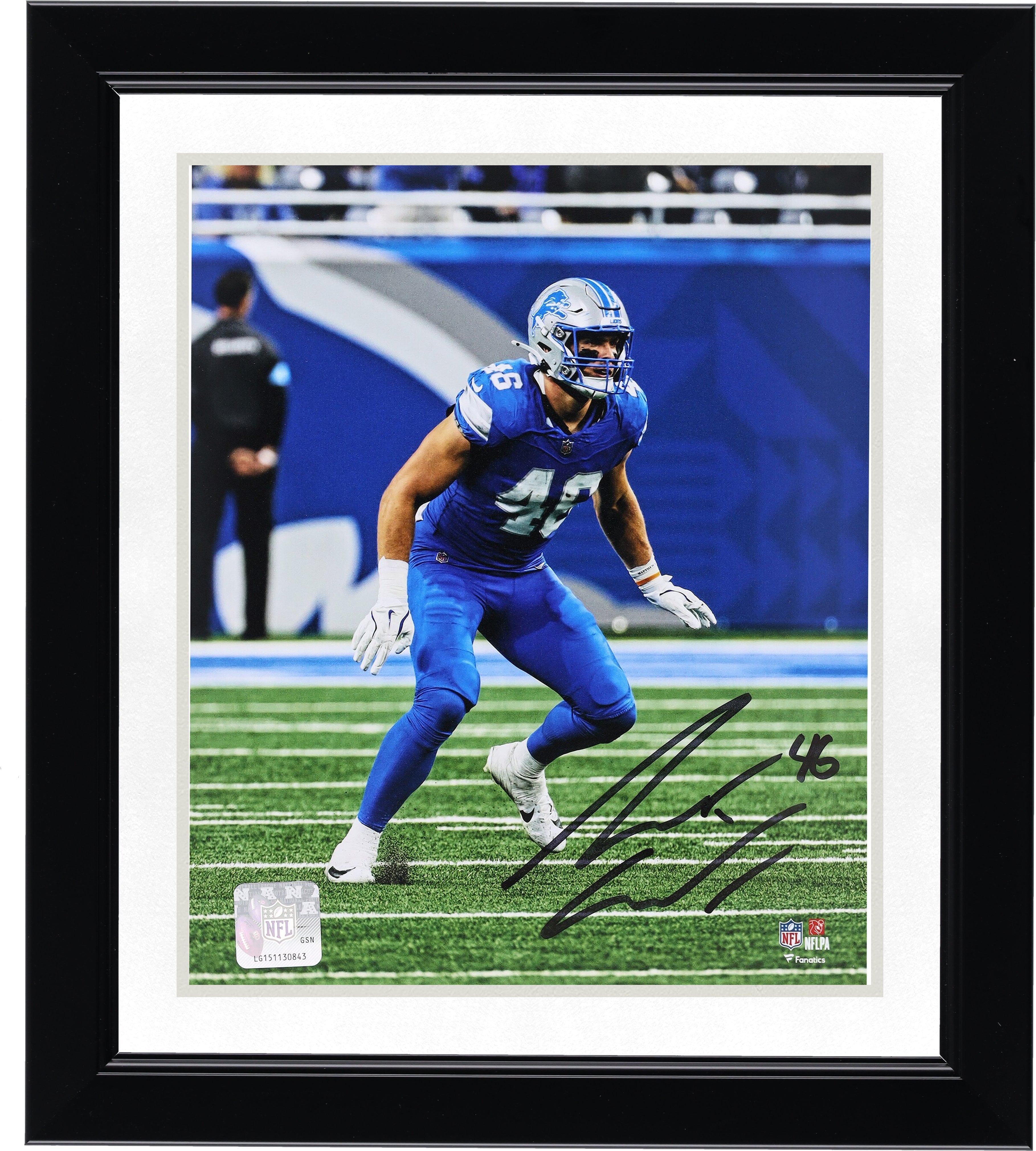 Jack Campbell Detroit Lions Autographed 8" x 10" Defensive Stance Photograph