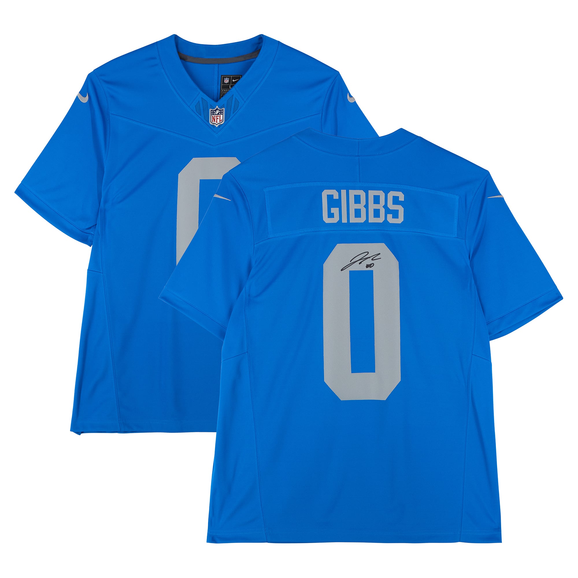 Jahmyr Gibbs Detroit Lions Autographed Blue Nike 2024 Alternate Vapor Fuse Limited Jersey