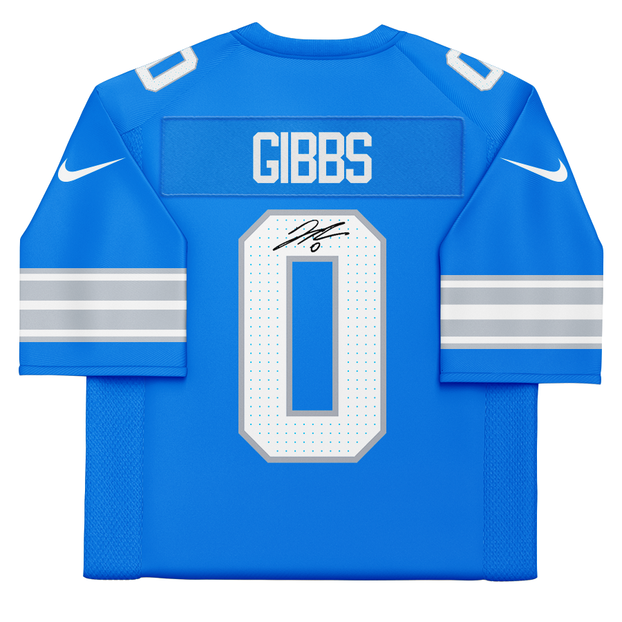 Jahmyr Gibbs Detroit Lions Autographed Blue Nike Vapor F.U.S.E. Limited Jersey