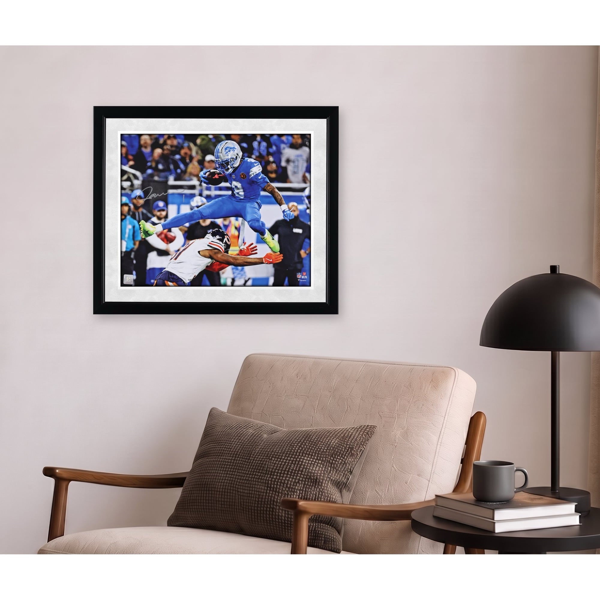 Photo dédicacée de Jameson Williams, défenseur des Bears, par les Lions de Détroit (40 x 50 cm).
