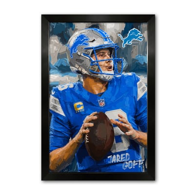 Jared Goff Detroit Lions 27" x 39" Framed Football Player Action Portrait – Artist Series Print