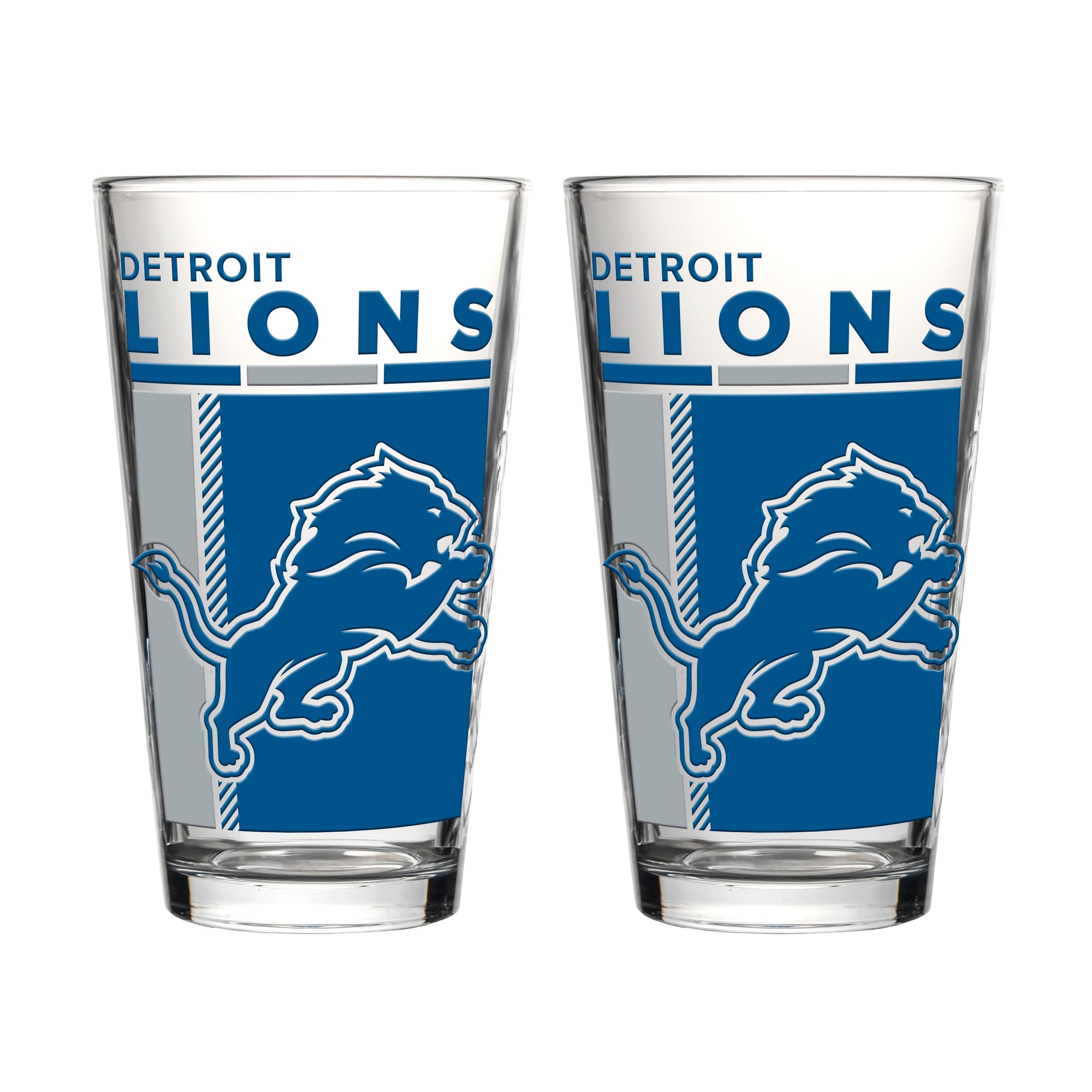 Ensemble de deux verres à bière de 473 ml (16 oz) Logo Brands Detroit Lions