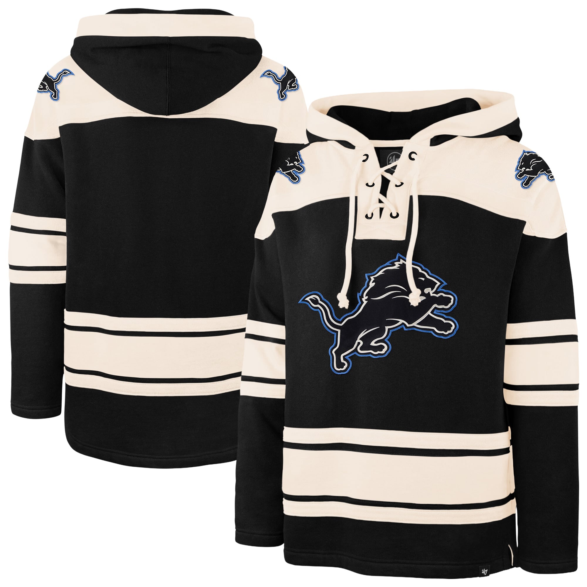 Sweat à capuche homme '47 Detroit Lions Superior Lacer noir