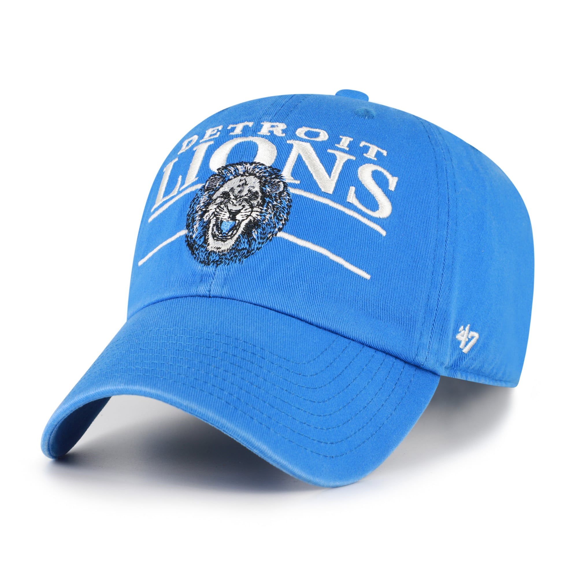Men's '47 Blue Detroit Lions Throwback Graphic Clean Up Adjustable Hat
