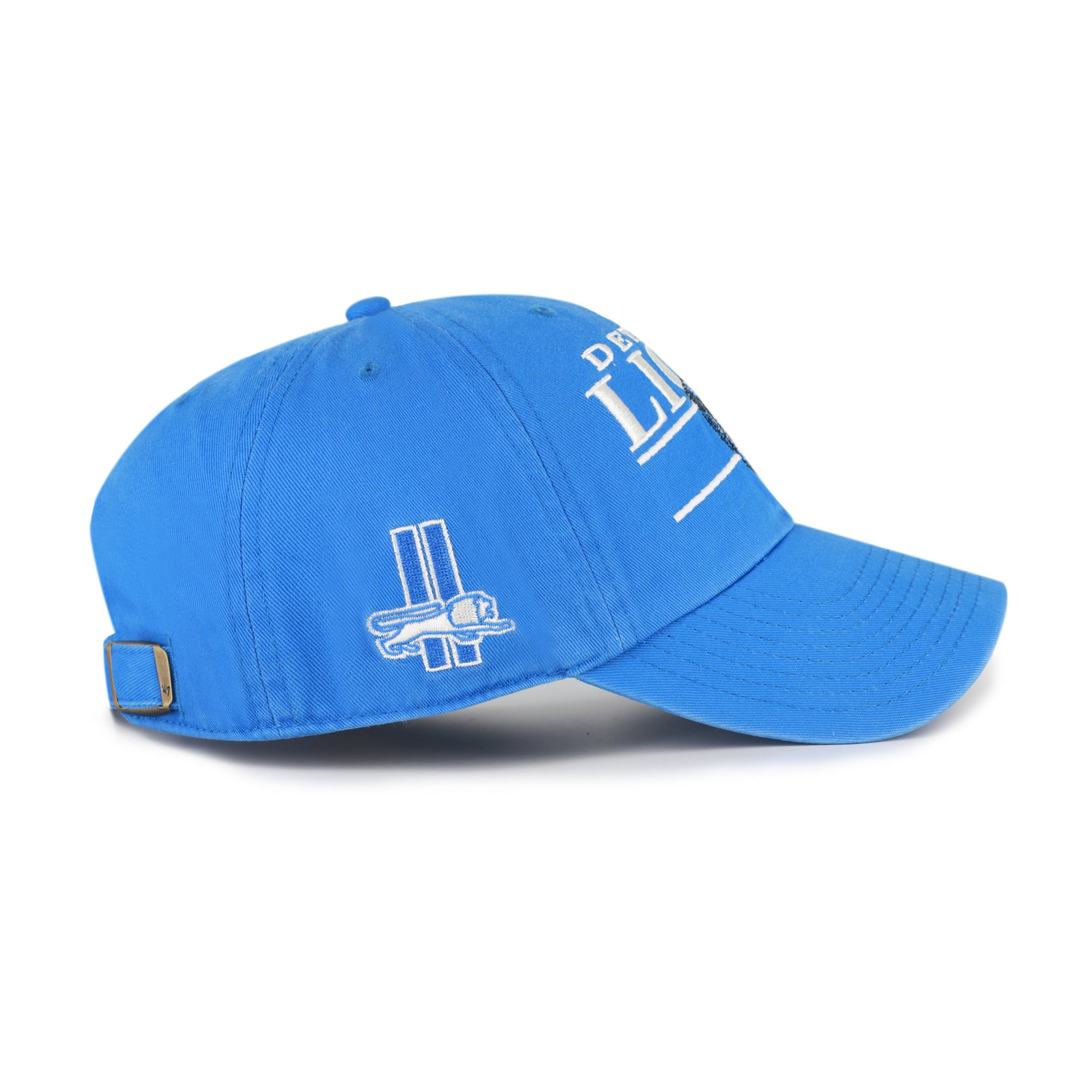 Men's '47 Blue Detroit Lions Throwback Graphic Clean Up Adjustable Hat
