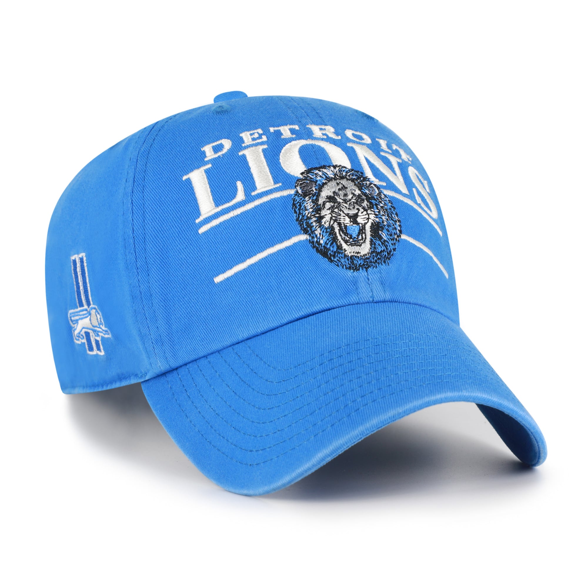 Men's '47 Blue Detroit Lions Throwback Graphic Clean Up Adjustable Hat