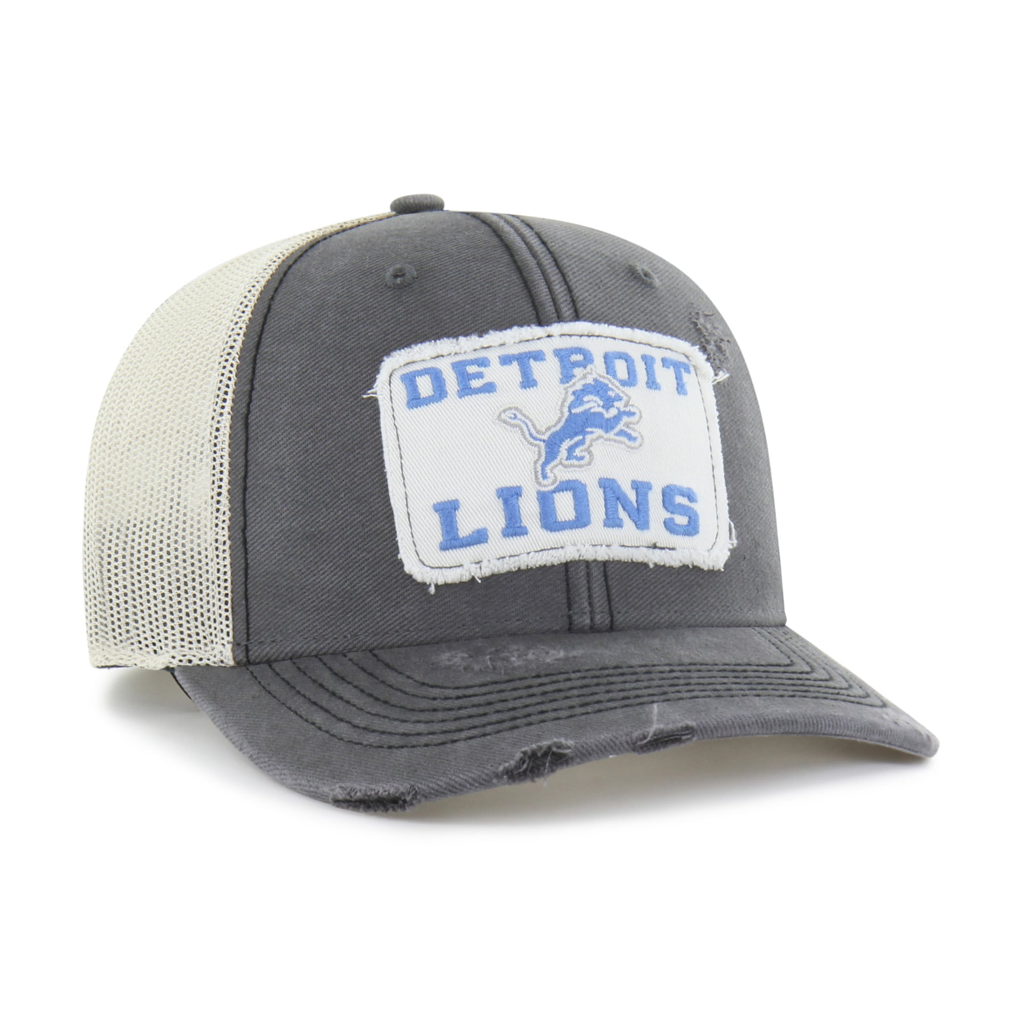Men's '47 Charcoal Detroit Lions Egremont Well-Worn Adjustable Trucker Hat