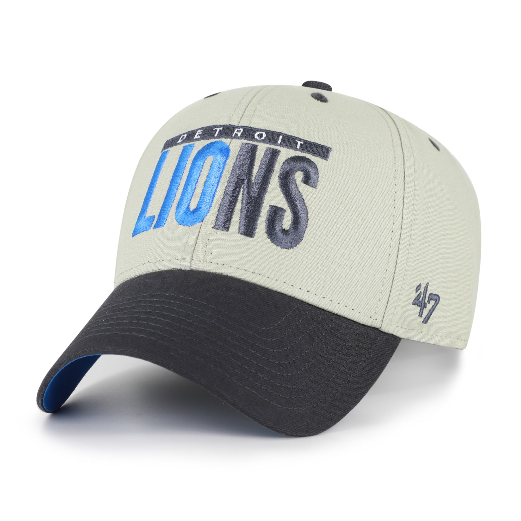 Casquette ajustable pour homme « 47 » grise/noire Detroit Lions, inscription demi-bloc MVP