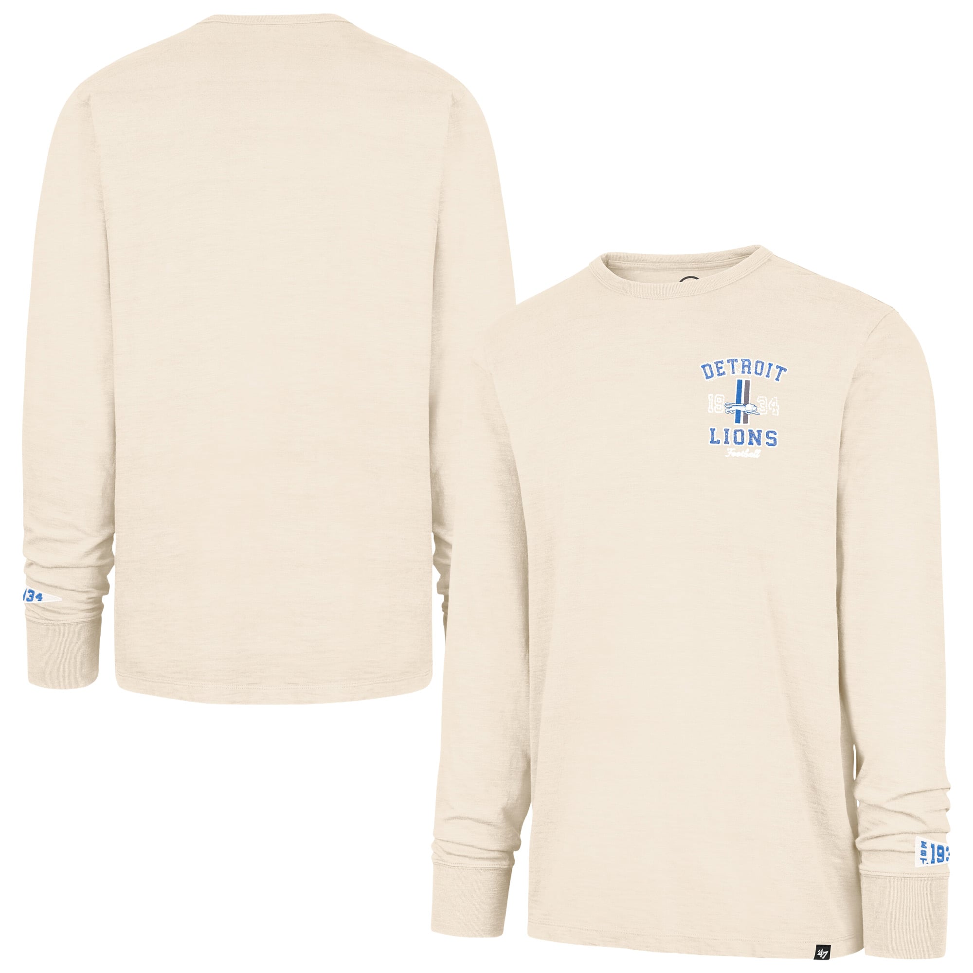Men's '47 Tan Detroit Lions Heavy Slub Long Sleeve T-Shirt