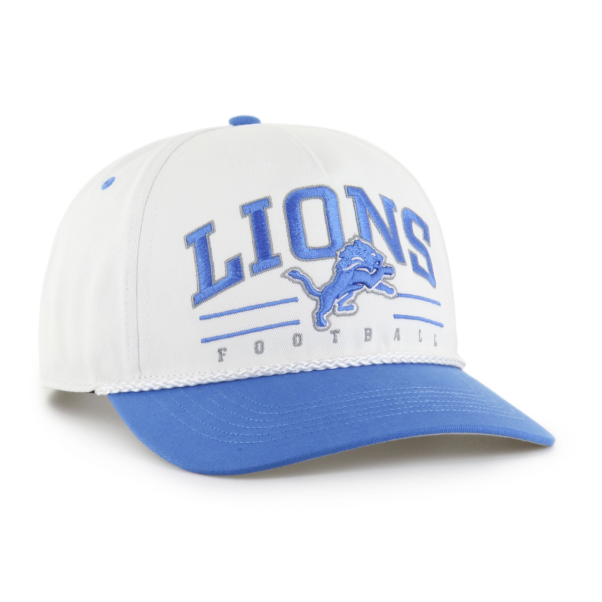Men's '47 White/Blue Detroit Lions Roscoe Two-Toned Hitch Adjustable Hat