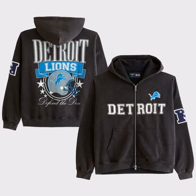 Detroit Lions Abercrombie & Fitch  Fleece Full-Zip Hoodie - Black