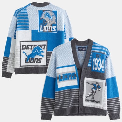  Detroit Lions Abercrombie & Fitch Cardigan Sweater - Blue