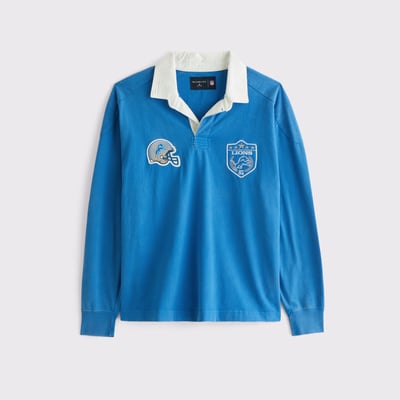  Detroit Lions Abercrombie & Fitch Heavyweight Knit Rugby Shirt - Blue