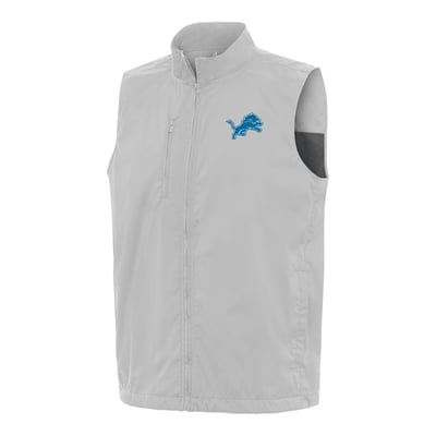 Detroit Lions Antigua Brisk Full-Zip Vest - Gray