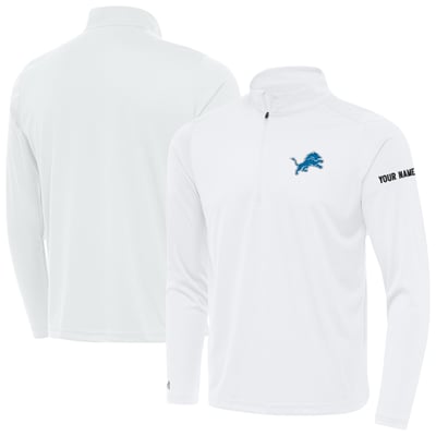 Detroit Lions Antigua  Personalized Tribute Quarter-Zip Pullover - White
