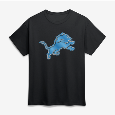Detroit Lions Big & Tall Metallic Mascot T-Shirt - Black