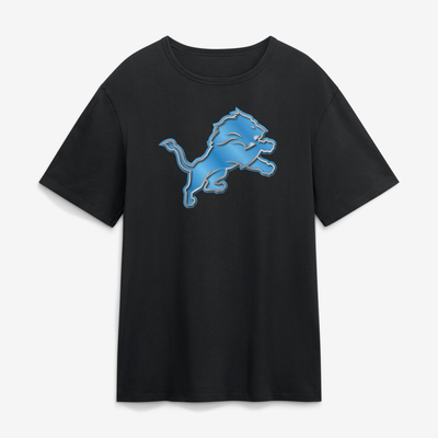 Detroit Lions  Metallic Mascot T-Shirt - Black