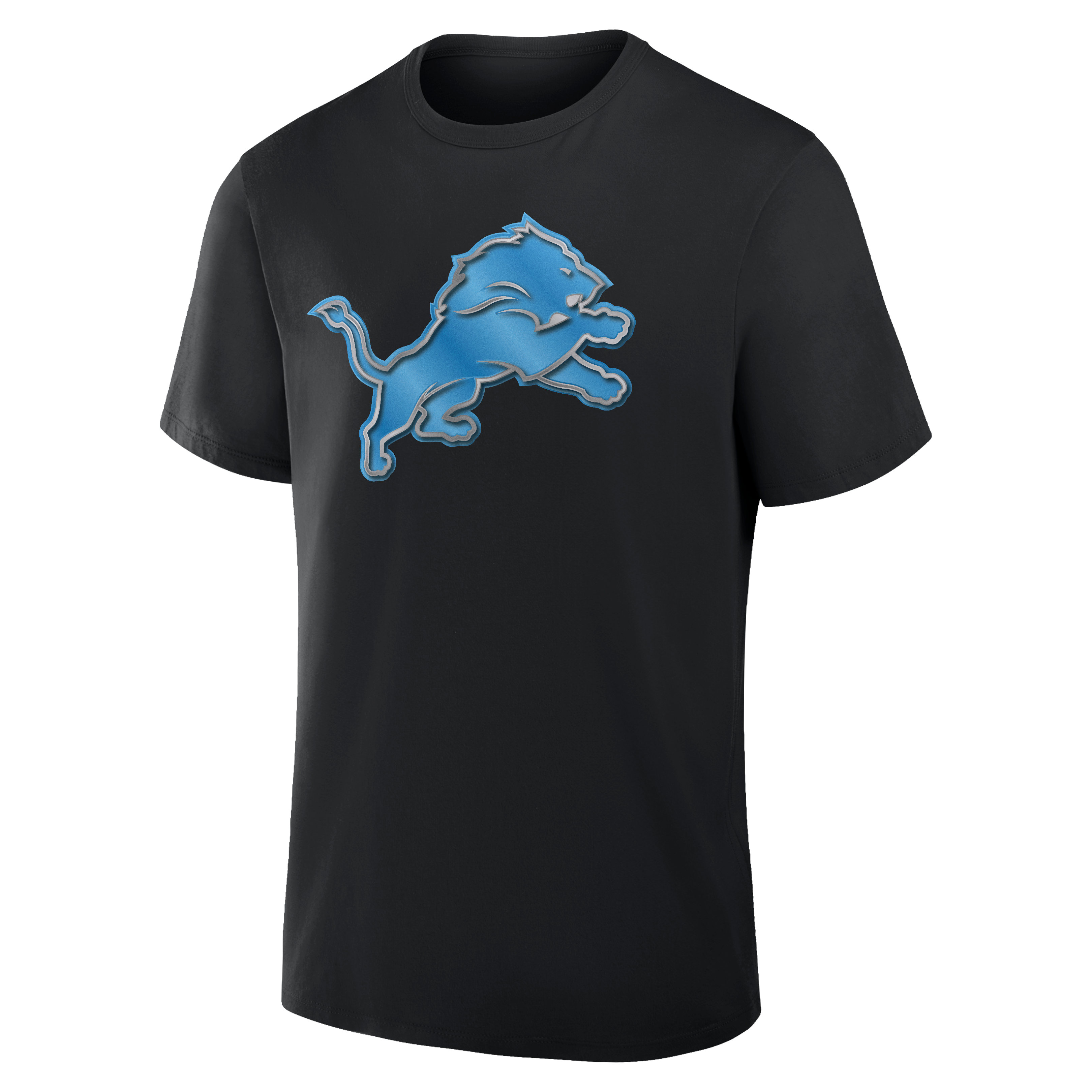 T-shirt noir pour homme Detroit Lions avec mascotte métallique