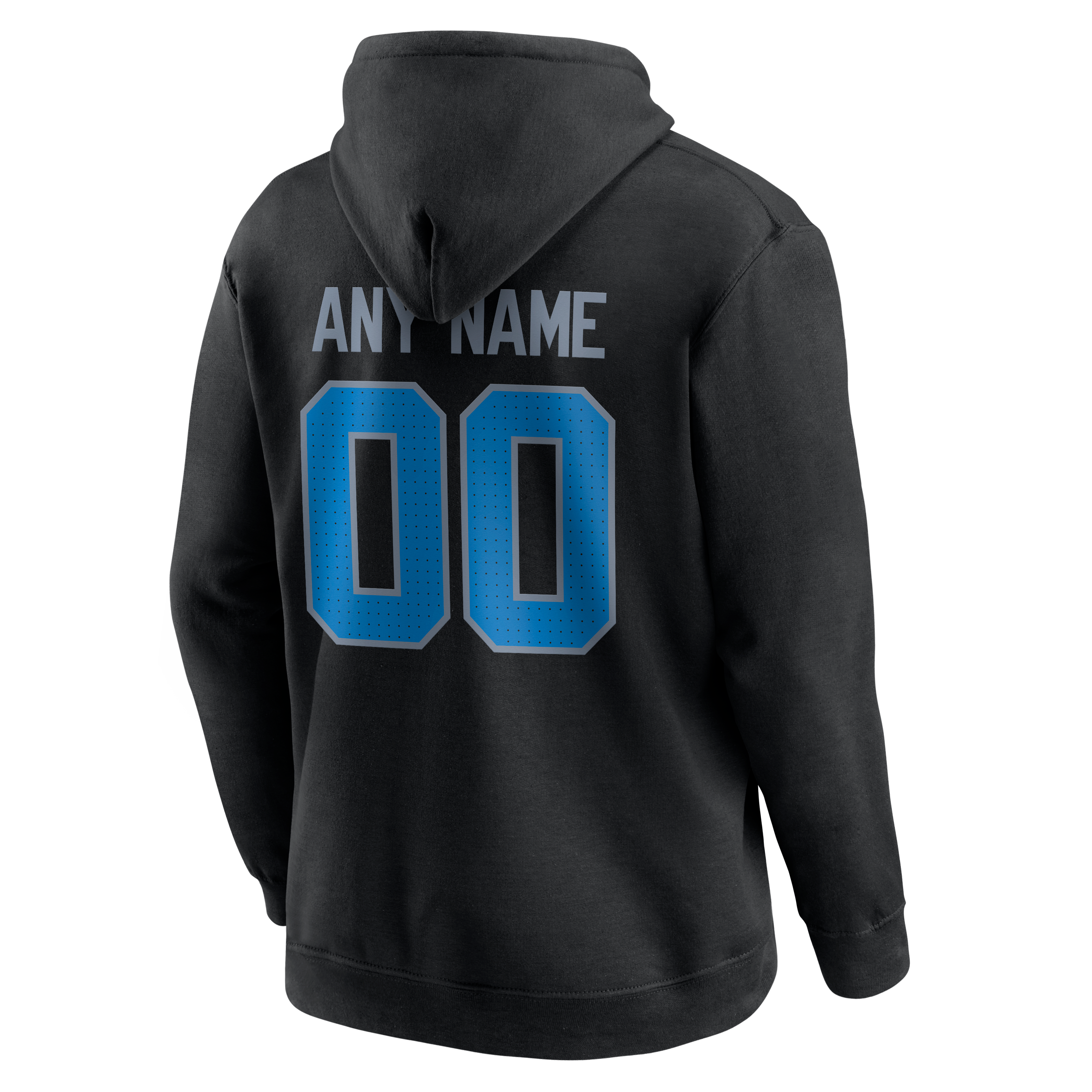 Sweat à capuche noir authentique pour homme des Detroit Lions, personnalisé avec nom et numéro.