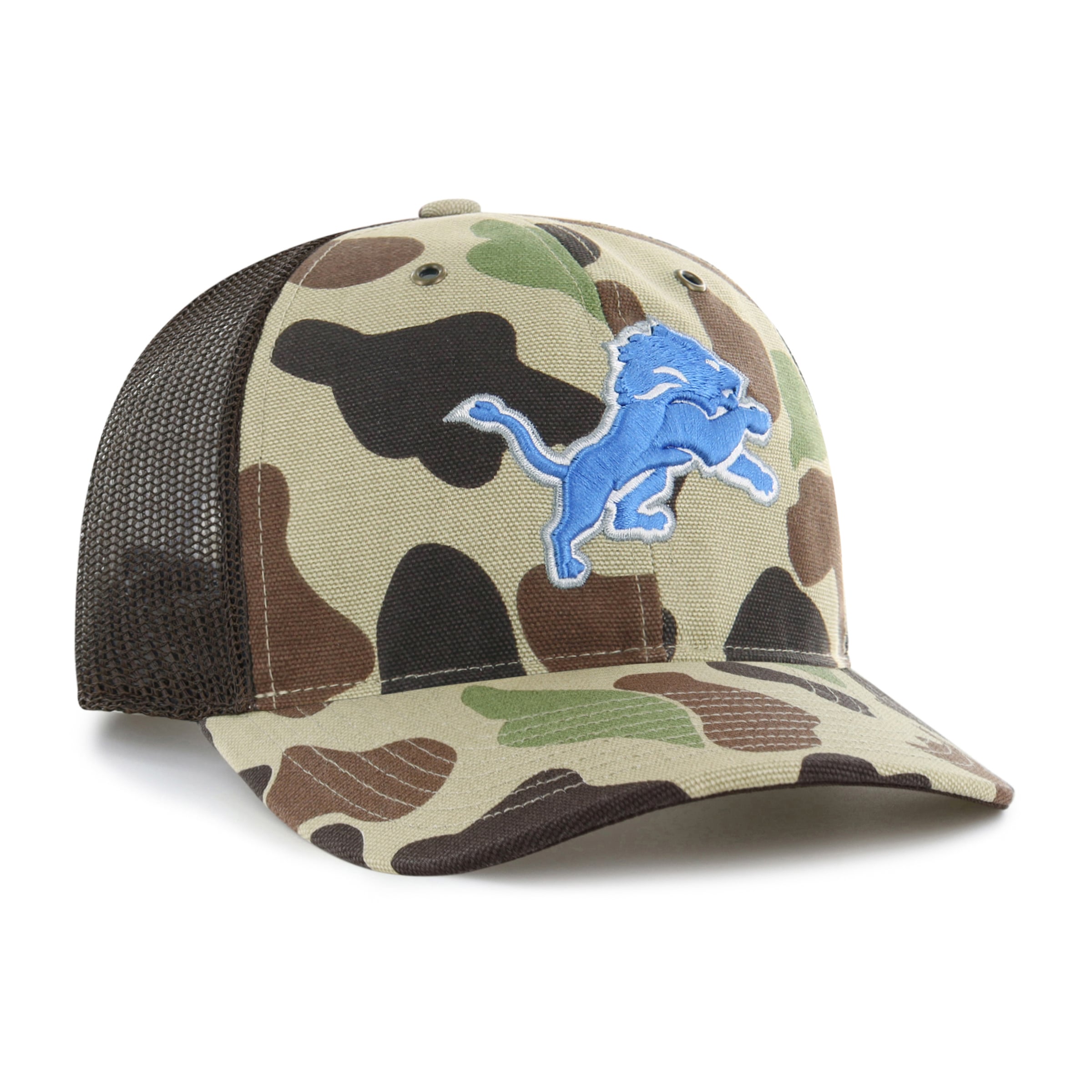 Casquette trucker ajustable Carhartt x '47 Duck Camo Detroit Lions pour homme