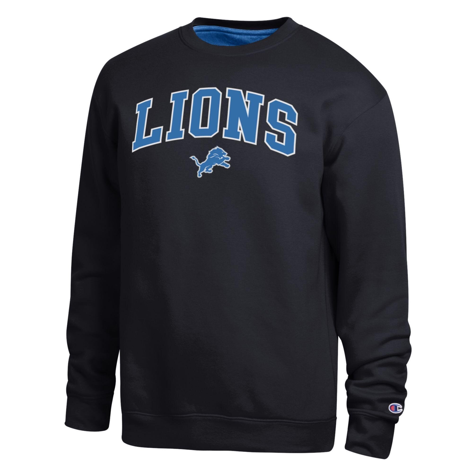 Sweat-shirt à capuche noir pour homme Champion Detroit Lions avec doublure contrastée