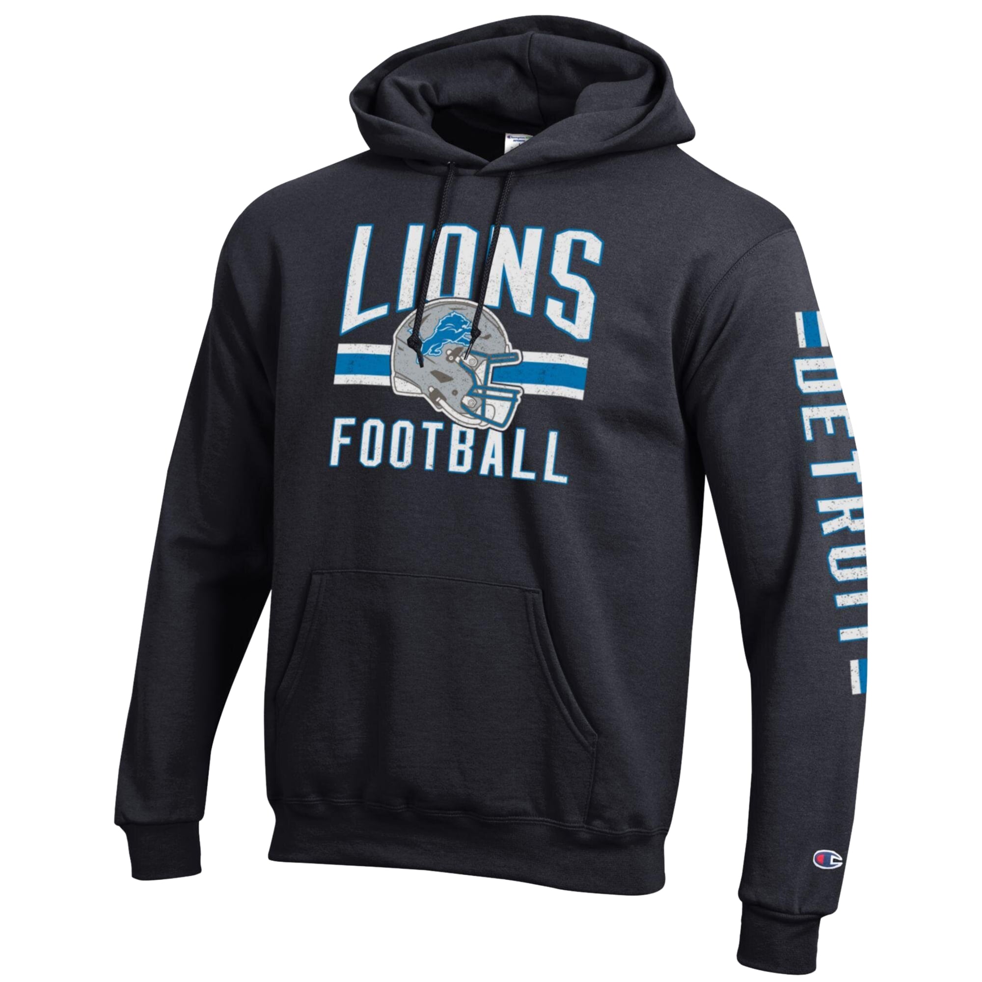 Sweat à capuche Champion noir Detroit Lions Powerblend pour homme