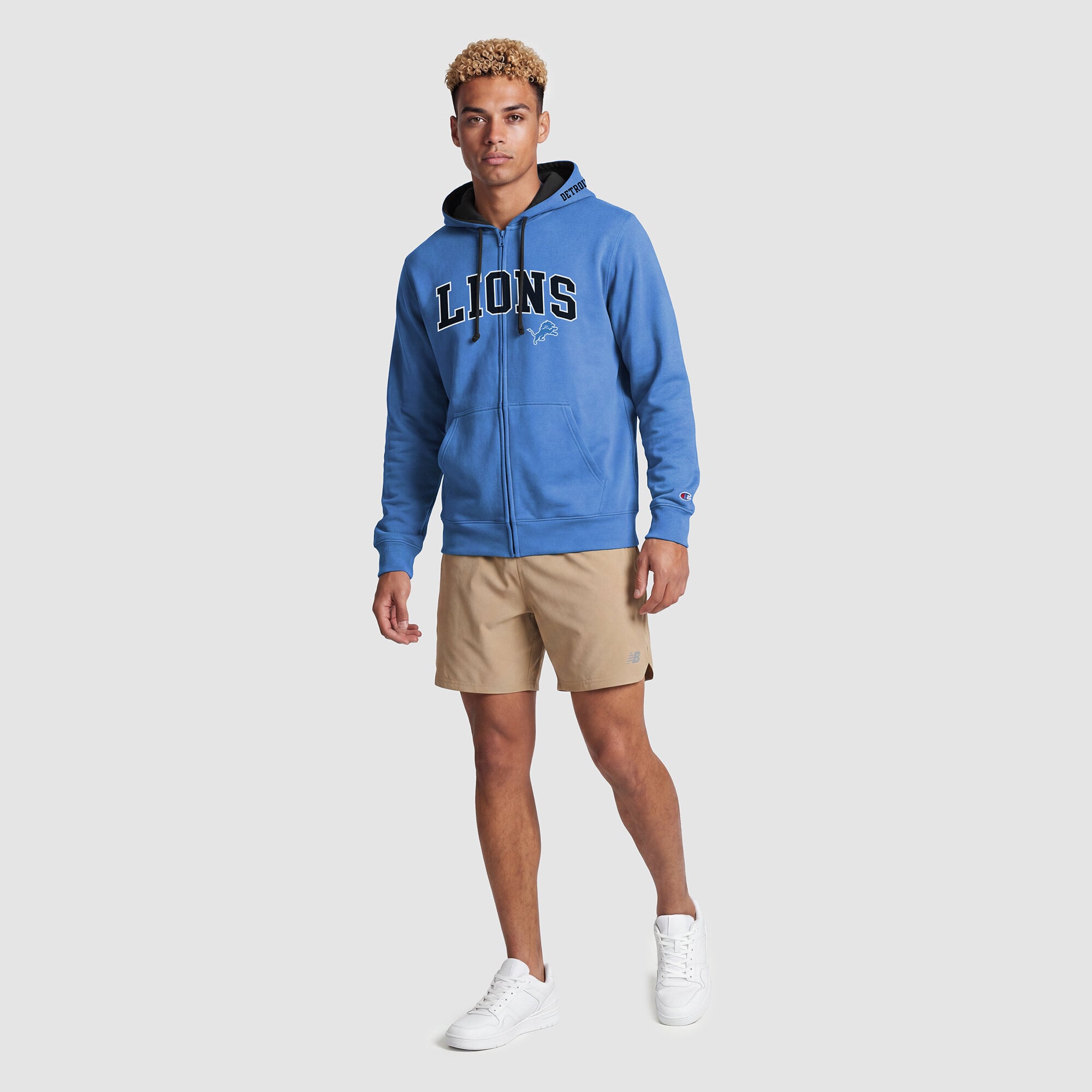 Men's Champion  Blue/Black Detroit Lions Full-Zip Hoodie