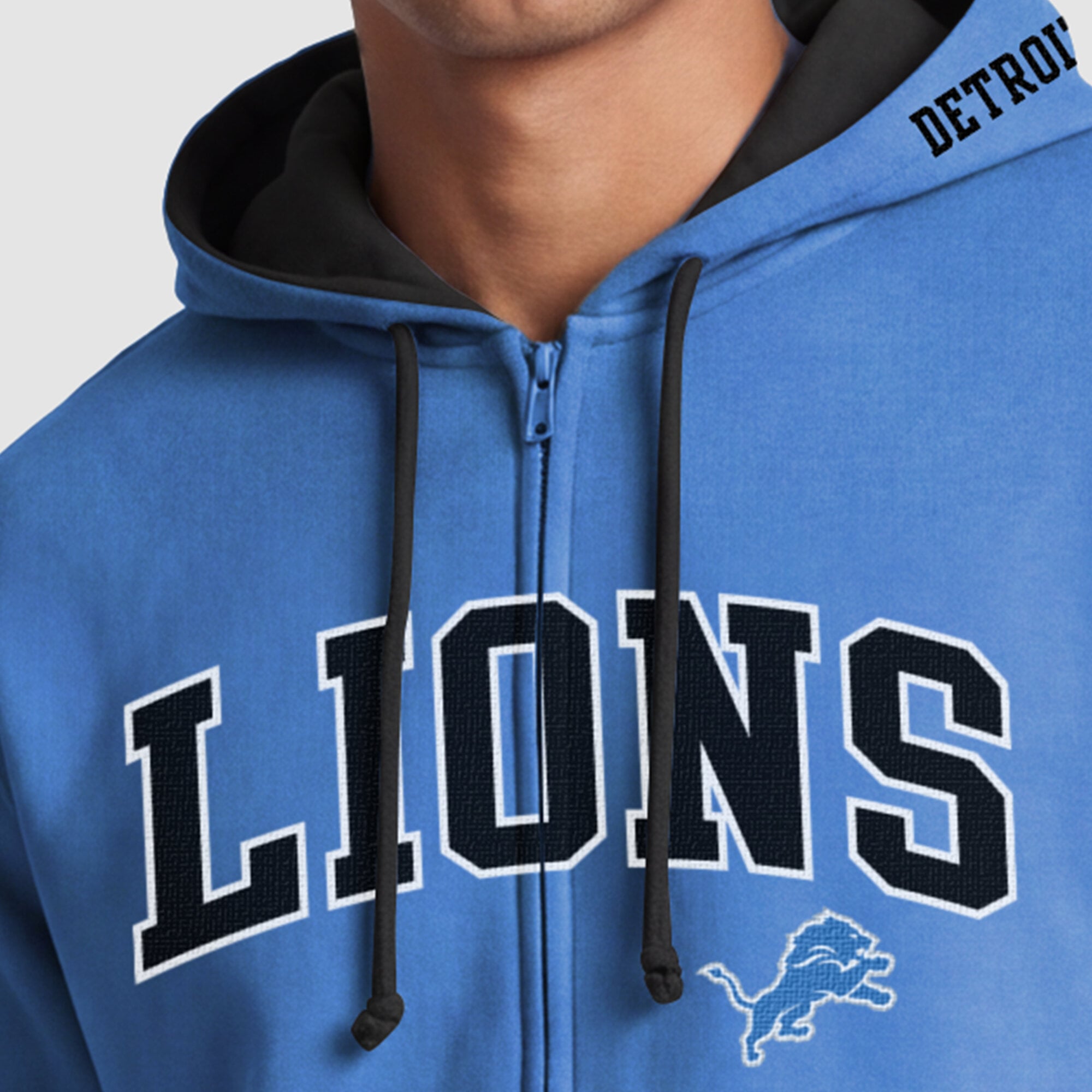 Men's Champion  Blue/Black Detroit Lions Full-Zip Hoodie