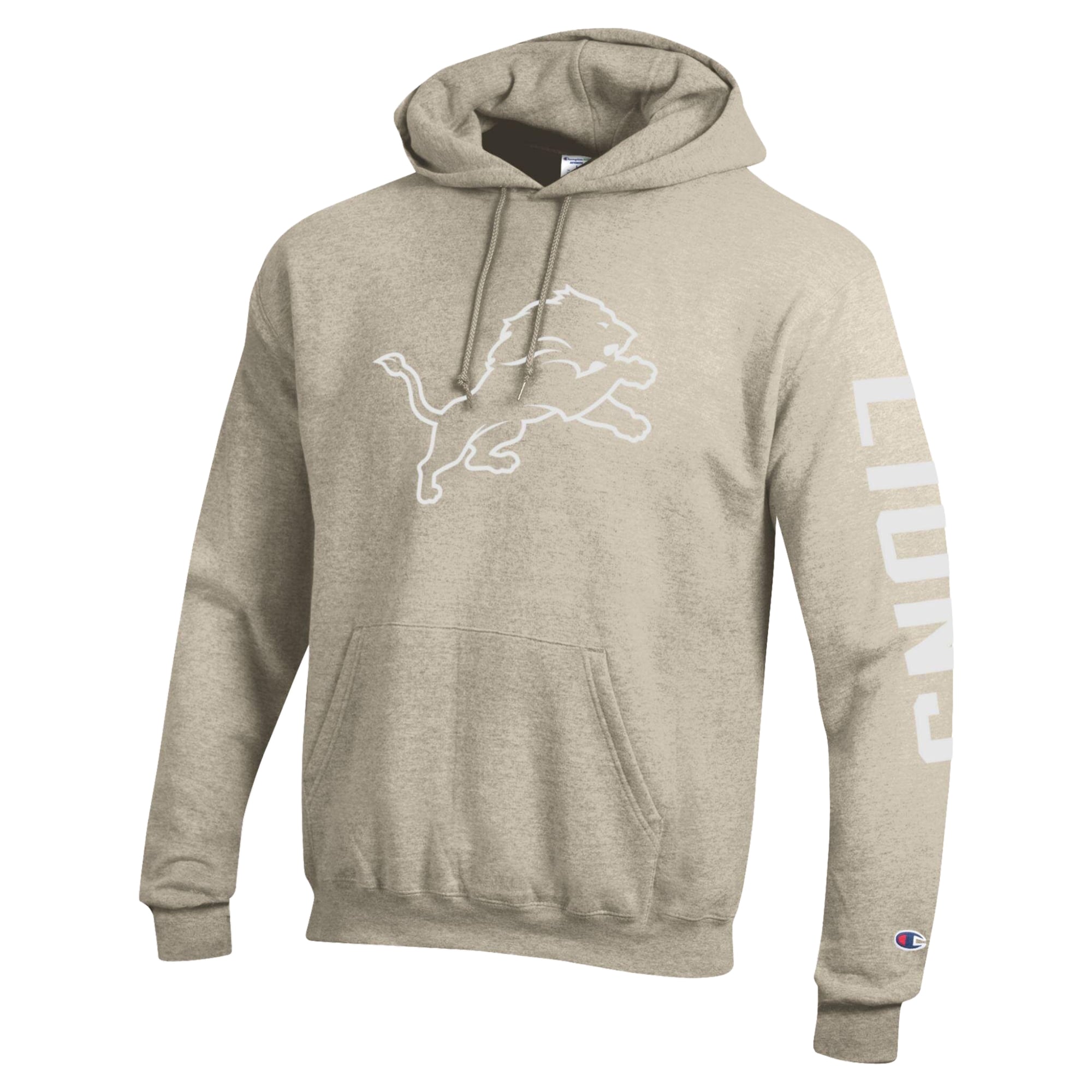 Men's Champion Oatmeal Detroit Lions Powerblend Hoodie