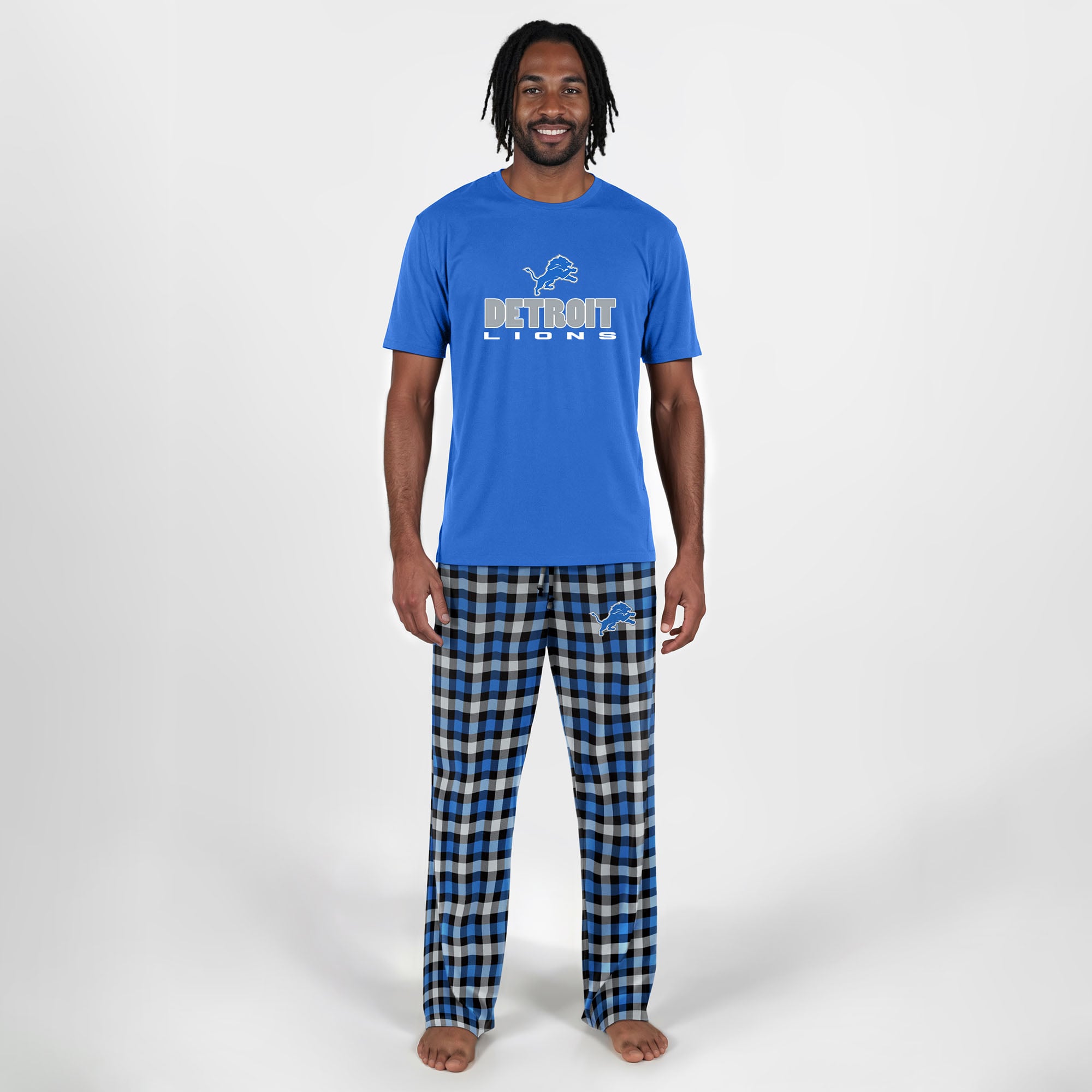 Men's Concepts Sport  Blue Detroit Lions Big & Tall Highland Sleep Set